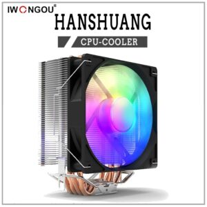 IWONGOU-CPU Ventilador de refrigeração, Radiador RGB de 4 pinos, Refrigerador para computador, Inetl, Lga2011, 1200, 1700, 1155, AMD, 4 pinos, 120mm