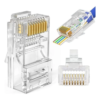 Kit 100 Conector Rj45 De Passagem Ez Crimp Cat5e Ouro Vazado - Image 4